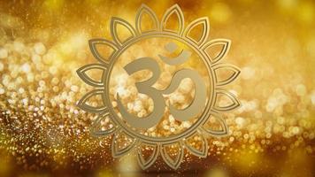 The gold ohm hindu symbol on luxury broken for background concept 3d rendering photo