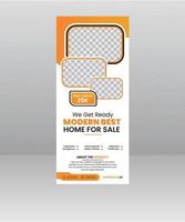 soporte de banner enrollable de venta de viviendas para agencia inmobiliaria vector