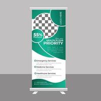 Medical roll up cover design template post Healthcare Banner Stand vector