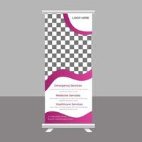 Medical roll up cover design template post Healthcare Banner Stand vector