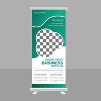 vector de plantilla de soporte de exhibición corporativa y banner enrollable de negocios digitales