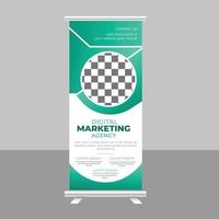 vector de plantilla de soporte de exhibición corporativa y banner enrollable de negocios digitales