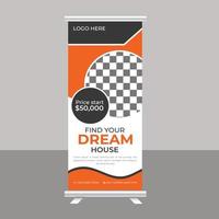 Luxury Dream House Sale Roll Up Banner Brochure Stand Template for Real Estate Agency vector