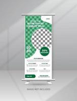 Modern Business Roll up banner standee template for shop and exhibition. vector