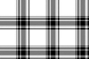 Plaid background, check seamless pattern in black white. Vector fabric texture for textile print, wrapping paper, gift card or wallpaper.