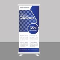 Digital Business Roll up banner and corporate display stand template vector