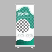 Digital Business Roll up banner and corporate display stand template vector