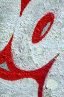 Street art. Abstract background image of a fragment of a colored graffiti painting in chrome and red tones photo