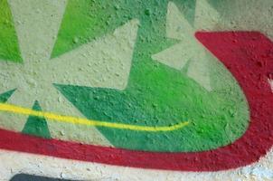 Street art. Abstract background image of a fragment of a colored graffiti painting in chrome and red tones photo
