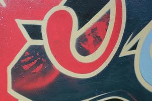 Street art. Abstract background image of a fragment of a colored graffiti painting in red tones photo