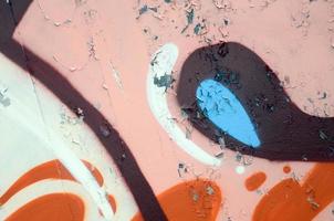 Street art. Abstract background image of a fragment of a colored graffiti painting in beige and orange tones photo