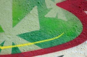 Street art. Abstract background image of a fragment of a colored graffiti painting in chrome and red tones photo