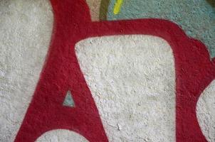 Street art. Abstract background image of a fragment of a colored graffiti painting in chrome and red tones photo