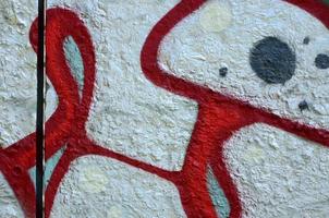 Street art. Abstract background image of a fragment of a colored graffiti painting in chrome and red tones photo