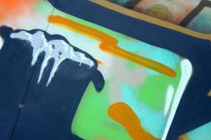 Street art. Abstract background image of a fragment of a colored graffiti painting in khaki green and orange tones photo