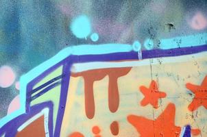 Street art. Abstract background image of a fragment of a colored graffiti painting in cosmic blue and violet tones photo