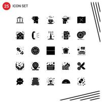 Modern Set of 25 Solid Glyphs and symbols such as map virtual reality coffee technology head Editable Vector Design Elements