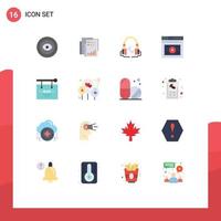 Mobile Interface Flat Color Set of 16 Pictograms of web internet data handfree music Editable Pack of Creative Vector Design Elements