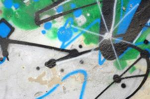 Street art. Abstract background image of a fragment of a colored graffiti painting in chrome and blue tones photo