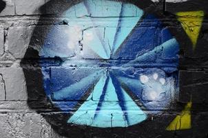 Street art. Abstract background image of a fragment of a colored graffiti painting in chrome and blue tones photo