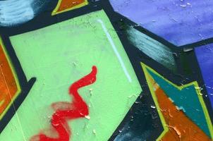 Street art. Abstract background image of a fragment of a colored graffiti painting in khaki green and orange tones photo