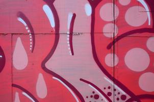 Street art. Abstract background image of a fragment of a colored graffiti painting in red tones photo