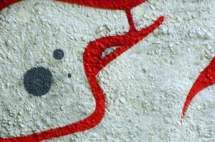 Street art. Abstract background image of a fragment of a colored graffiti painting in chrome and red tones photo