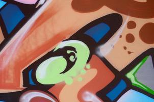 Street art. Abstract background image of a fragment of a colored graffiti painting in fashionable colors photo