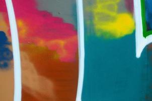 Street art. Abstract background image of a fragment of a colored graffiti painting in fashionable colors photo