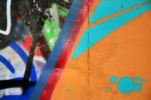 Street art. Colorful graffiti on the wall. Fragment for background. Abstract detail of a graffiti photo