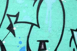 Fragment of colored street art graffiti paintings with contours and shading close up photo