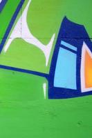 Fragment of colored street art graffiti paintings with contours and shading close up photo