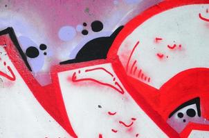 Fragment of colored street art graffiti paintings with contours and shading close up photo