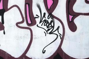 Fragment of colored street art graffiti paintings with contours and shading close up photo