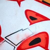 Fragment of colored street art graffiti paintings with contours and shading close up photo