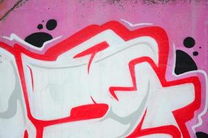 Fragment of colored street art graffiti paintings with contours and shading close up photo