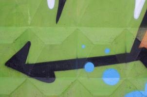 Fragment of colored street art graffiti paintings with contours and shading close up photo