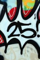 Street art. Abstract background image of a fragment of a colored graffiti painting in chrome and red tones photo