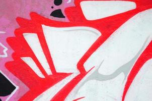 Fragment of colored street art graffiti paintings with contours and shading close up photo