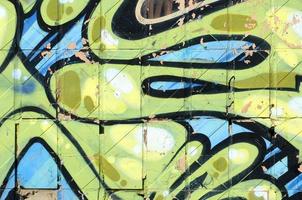 Fragment of colored street art graffiti paintings with contours and shading close up photo