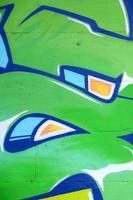 Fragment of colored street art graffiti paintings with contours and shading close up photo