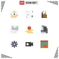 Set of 9 Modern UI Icons Symbols Signs for apple email industry document smoke Editable Vector Design Elements