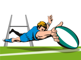 Rugby Player Scoring Try Drawing png