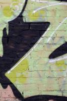 Fragment of colored street art graffiti paintings with contours and shading close up photo