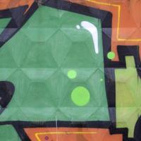 Fragment of colored street art graffiti paintings with contours and shading close up photo