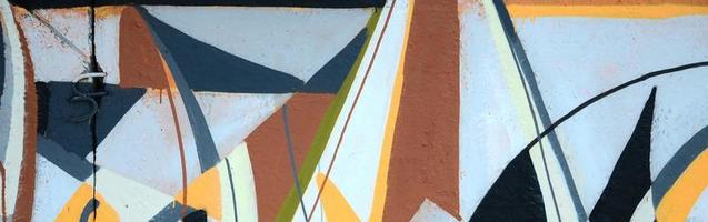 Fragment of colored street art graffiti paintings with contours and shading close up photo