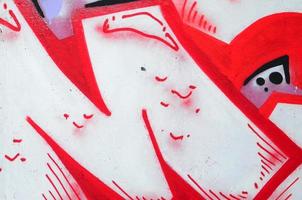 Fragment of colored street art graffiti paintings with contours and shading close up photo