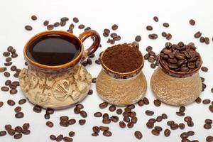 coffee cup assortment top view collection isolated on white background photo