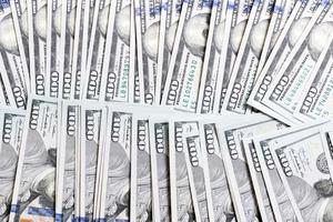 Dollar banknotes Top view of business concept on background with copy space photo