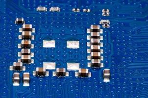 Computer chip circuit close-up photo